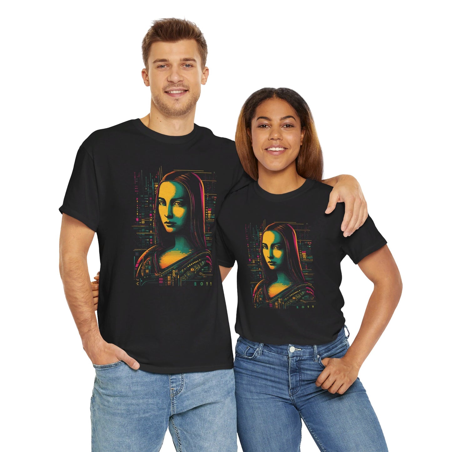 Cyberpunk Mona Lisa T-Shirt | T-shirt for art lovers and cyberpunk fans