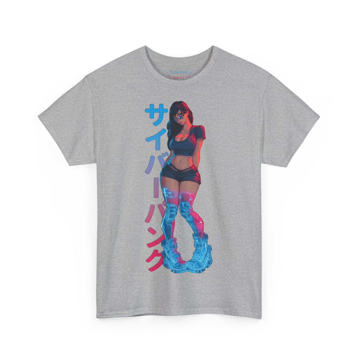 Cyberpunk Anime Girl T-Shirt – Kanji & Neon | T-Shirt für Gamer & Anime-Fans