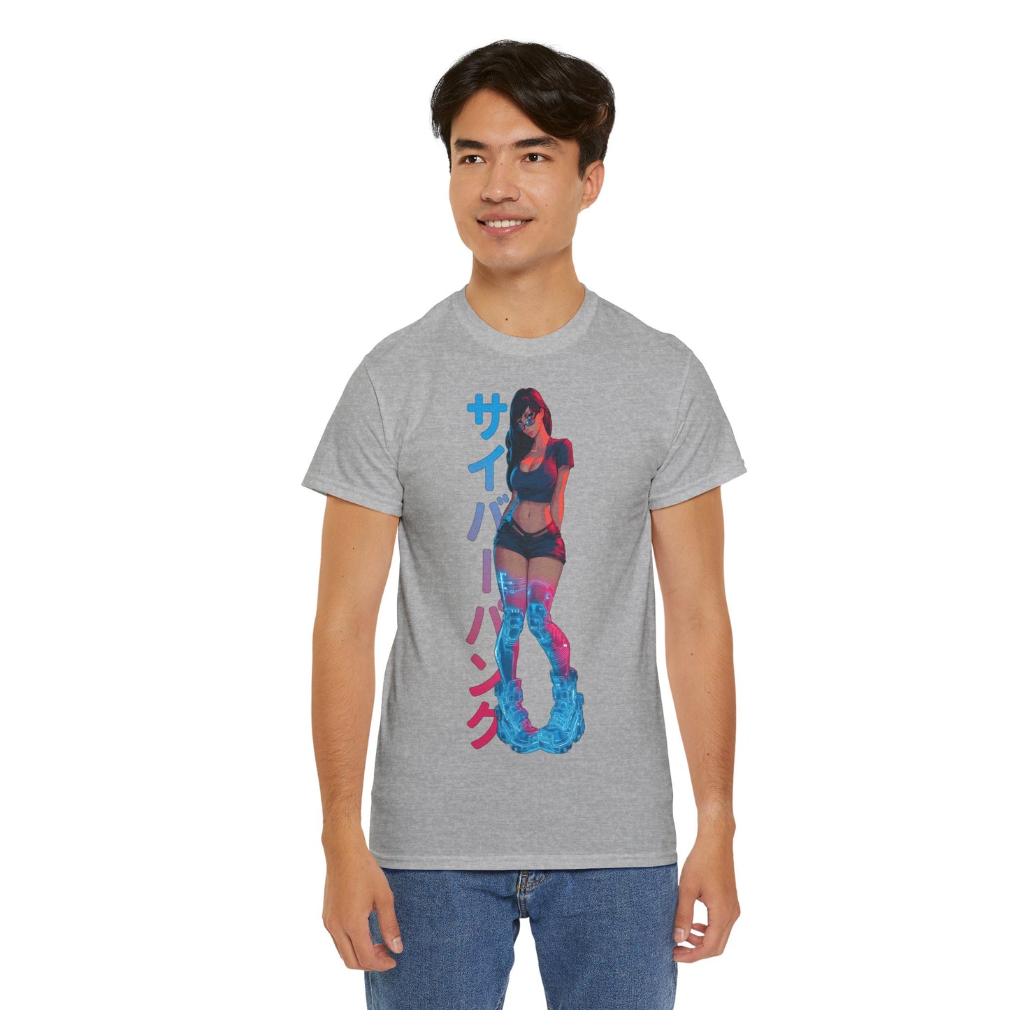 Cyberpunk Anime Girl T-Shirt – Kanji & Neon | T-Shirt für Gamer & Anime-Fans