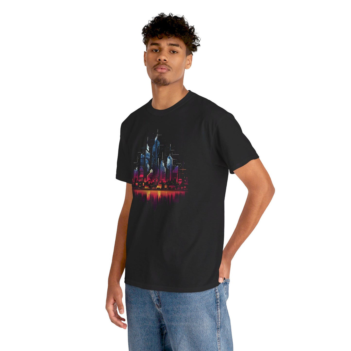Cyberpunk Skyline T-Shirt | T-shirt for cyberpunk and retrowave fans
