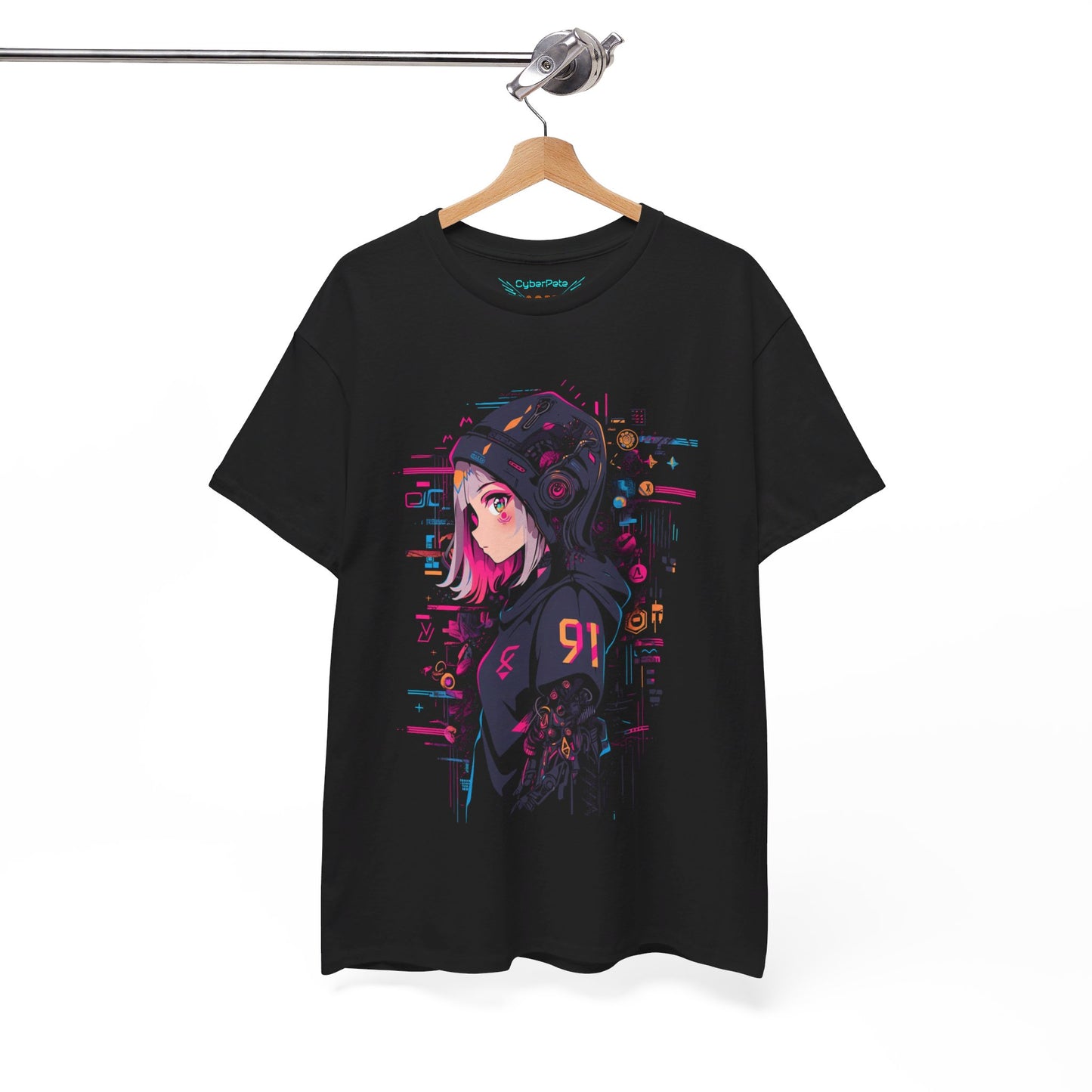 Cyberpunk Anime T-Shirt | Anime girl with hoodie