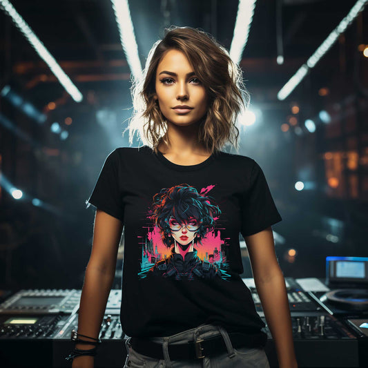 Retro Cyberpunk Anime Girl T-Shirt | T-shirt for cyberpunk and anime fans