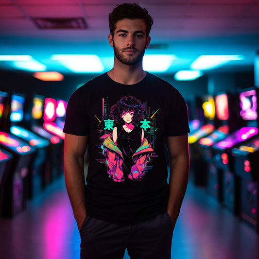 Cyberpunk Anime T-Shirt | Retro 80s Anime Girl