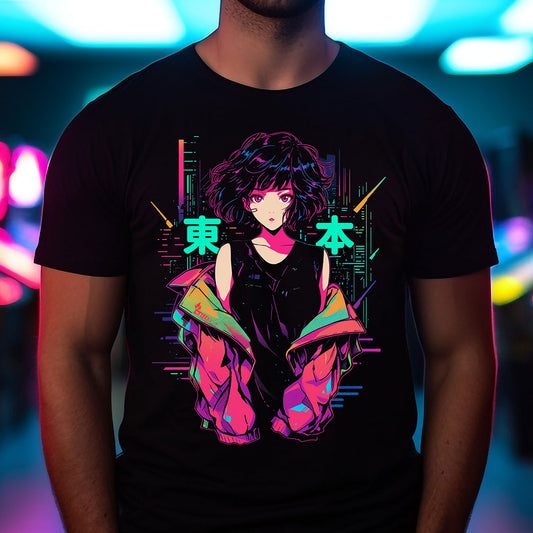 Cyberpunk Anime T-Shirt | Retro 80s Anime Girl