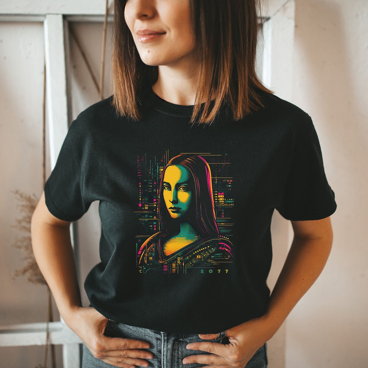 Cyberpunk Mona Lisa T-Shirt | T-shirt for art lovers and cyberpunk fans