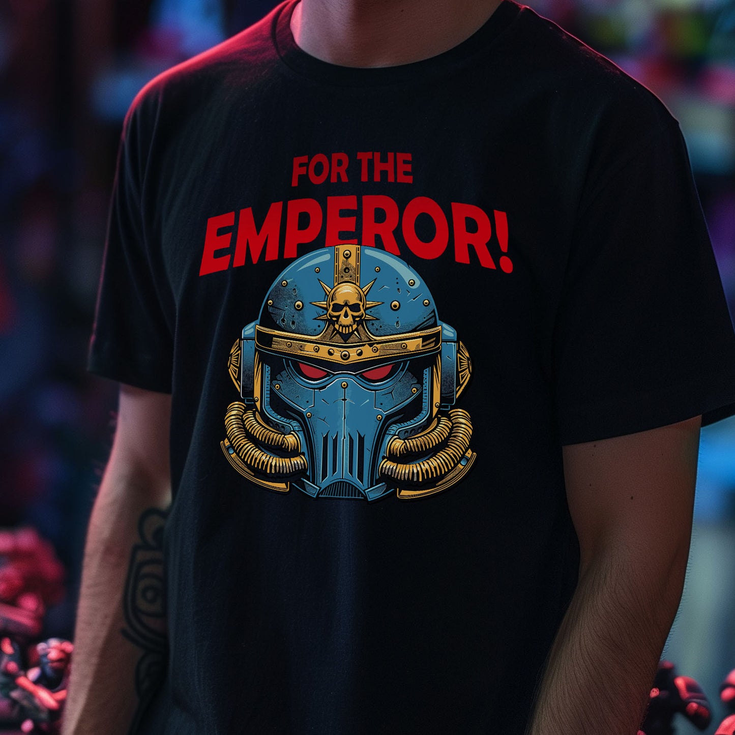 Space Marine Helm T-Shirt – FOR THE EMPEROR! | T-Shirt für Gamer und Warhammer 40k Fans