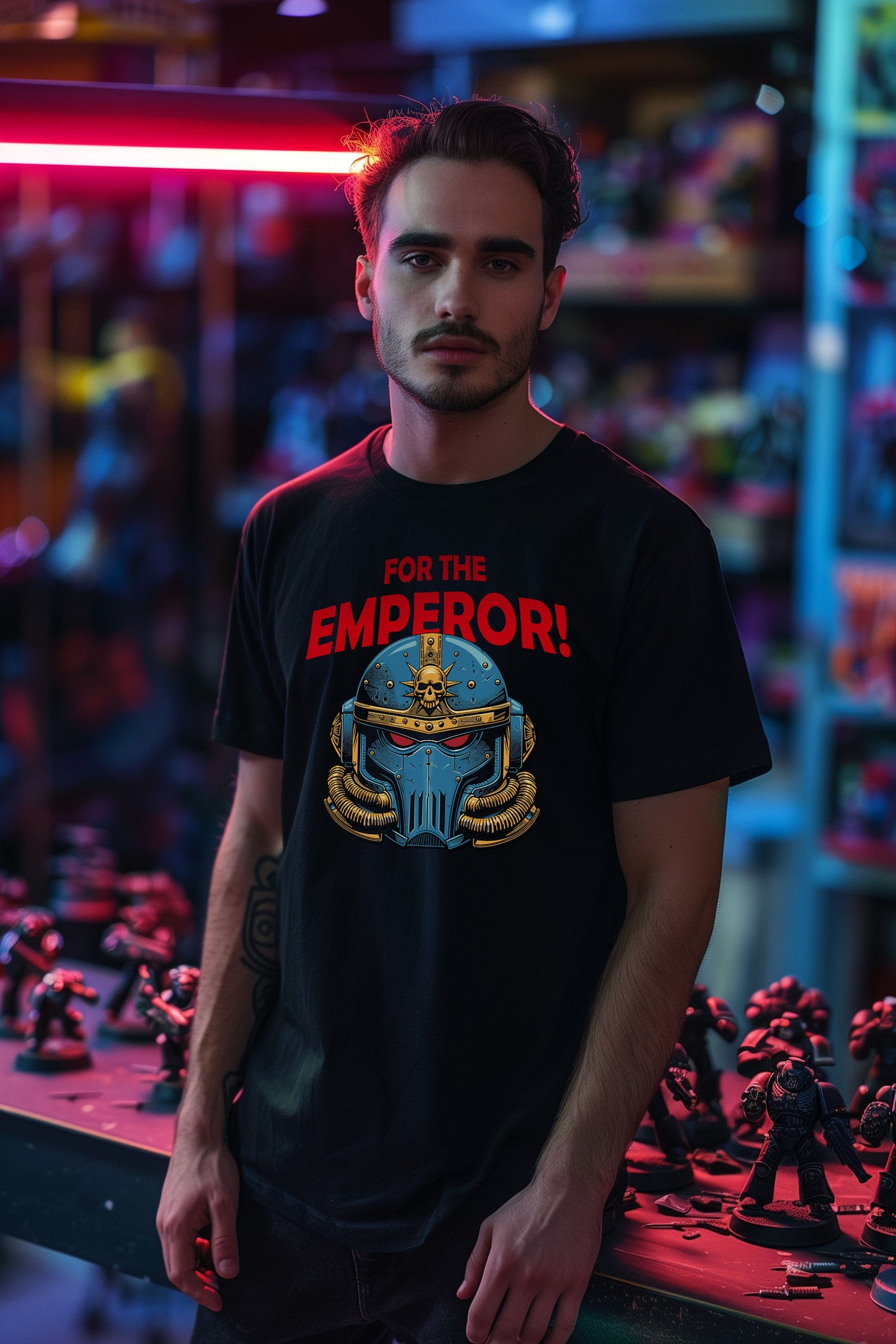 Space Marine Helm T-Shirt – FOR THE EMPEROR! | T-Shirt für Gamer und Warhammer 40k Fans