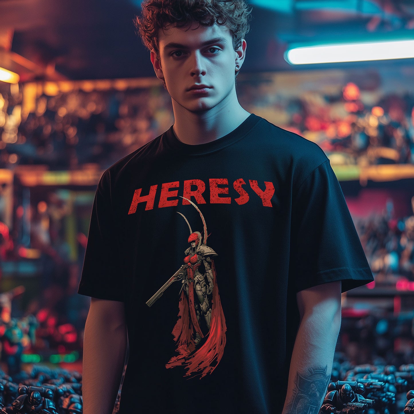 Dark Eldar Wych mit Energiegewehr | T-Shirt für Gamer und Warhammer 40k Fans