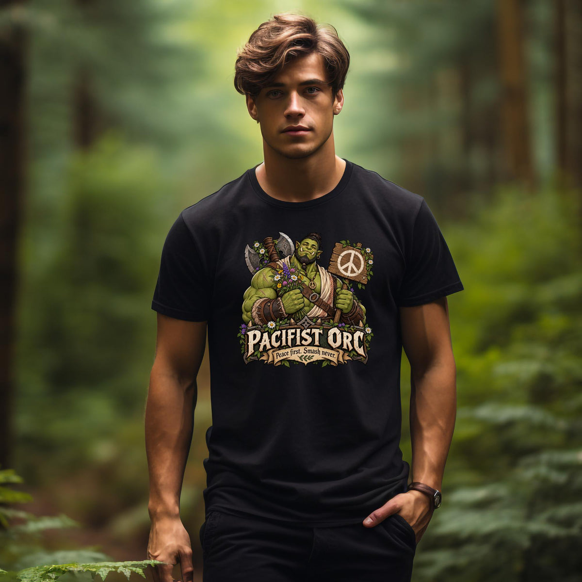 Pacifist Orc T-Shirt | Lustiges Fantasy Shirt mit friedlichem Ork