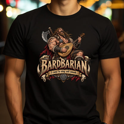 Bardbarian T-Shirt | Barbar mit Laute für Rollenspieler