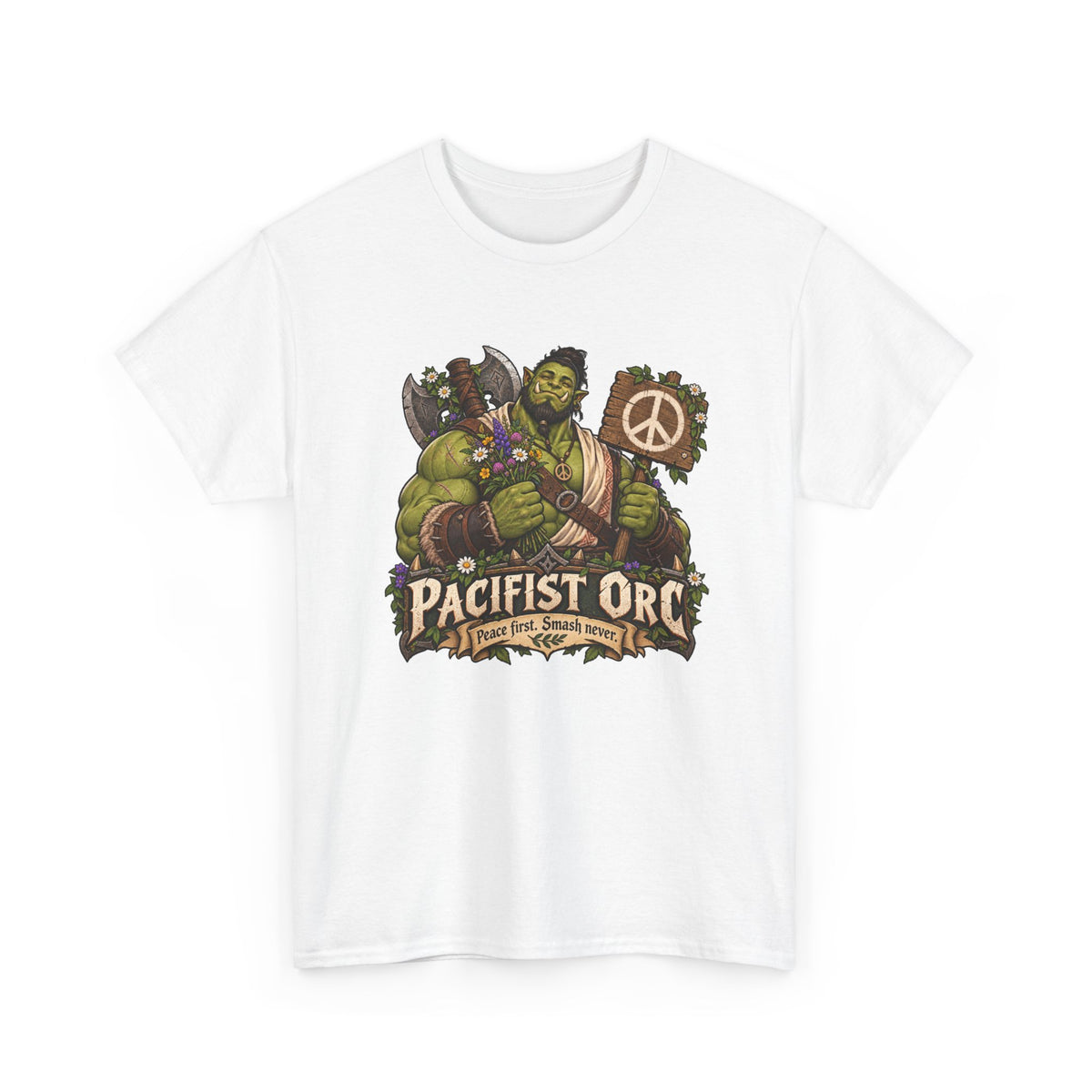 Pacifist Orc T-Shirt | Lustiges Fantasy Shirt mit friedlichem Ork
