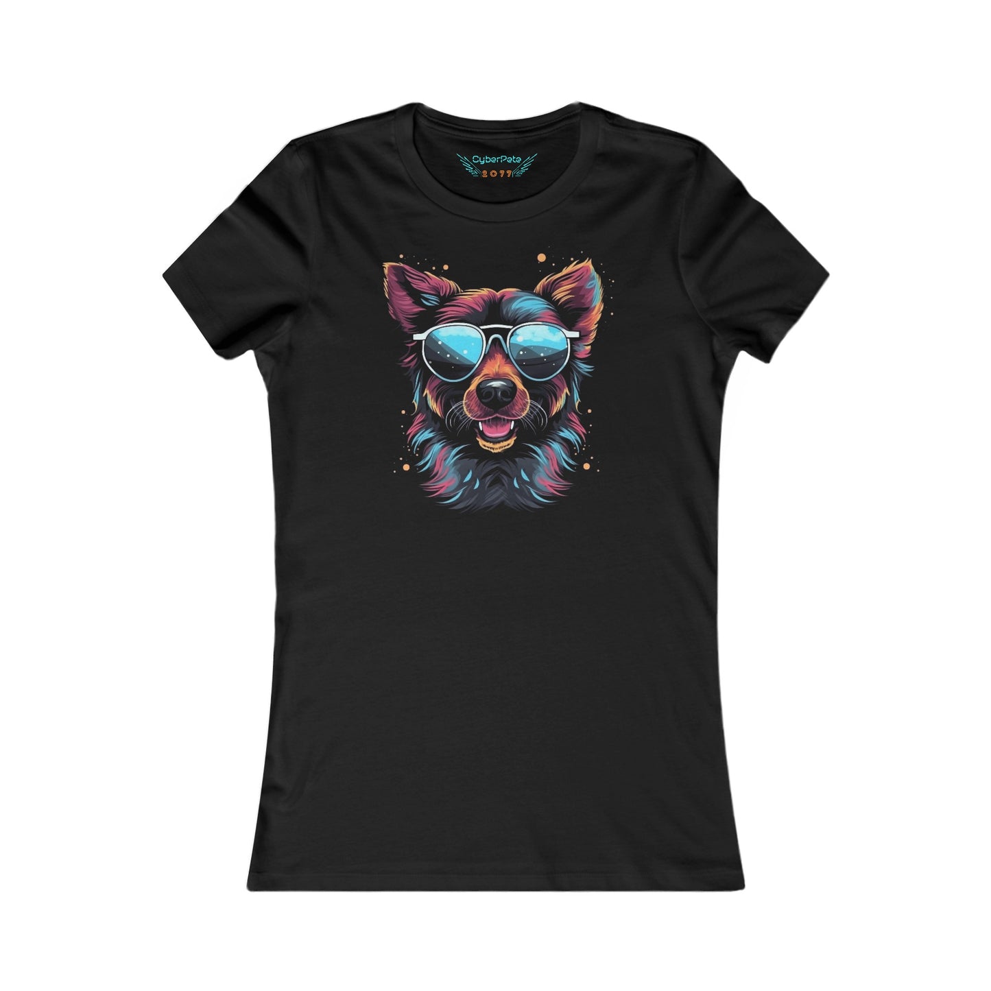 Lustiger Hund T-Shirt | Retrowave T-Shirt für Frauen