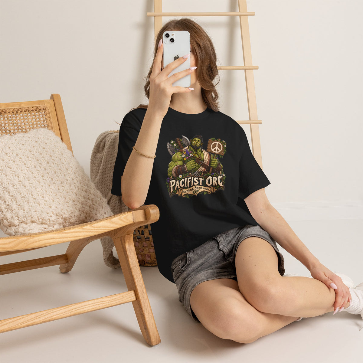 Pacifist Orc T-Shirt | Lustiges Fantasy Shirt mit friedlichem Ork