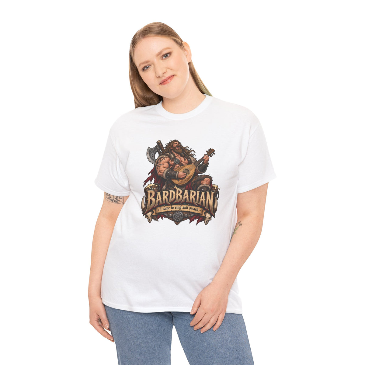 Bardbarian T-Shirt | Barbar mit Laute für Rollenspieler