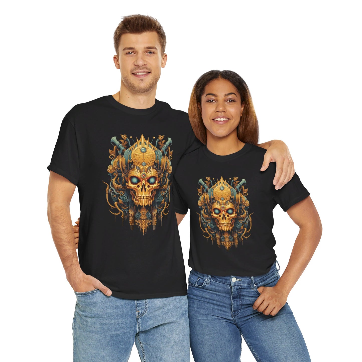 Goldener KI-Gott T-Shirt | T-Shirt für Sci-Fi und Cyberpunk Fans