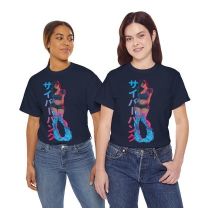 Cyberpunk Anime Girl T-Shirt – Kanji & Neon-Stil | T-Shirt Gamer & Anime-Fans