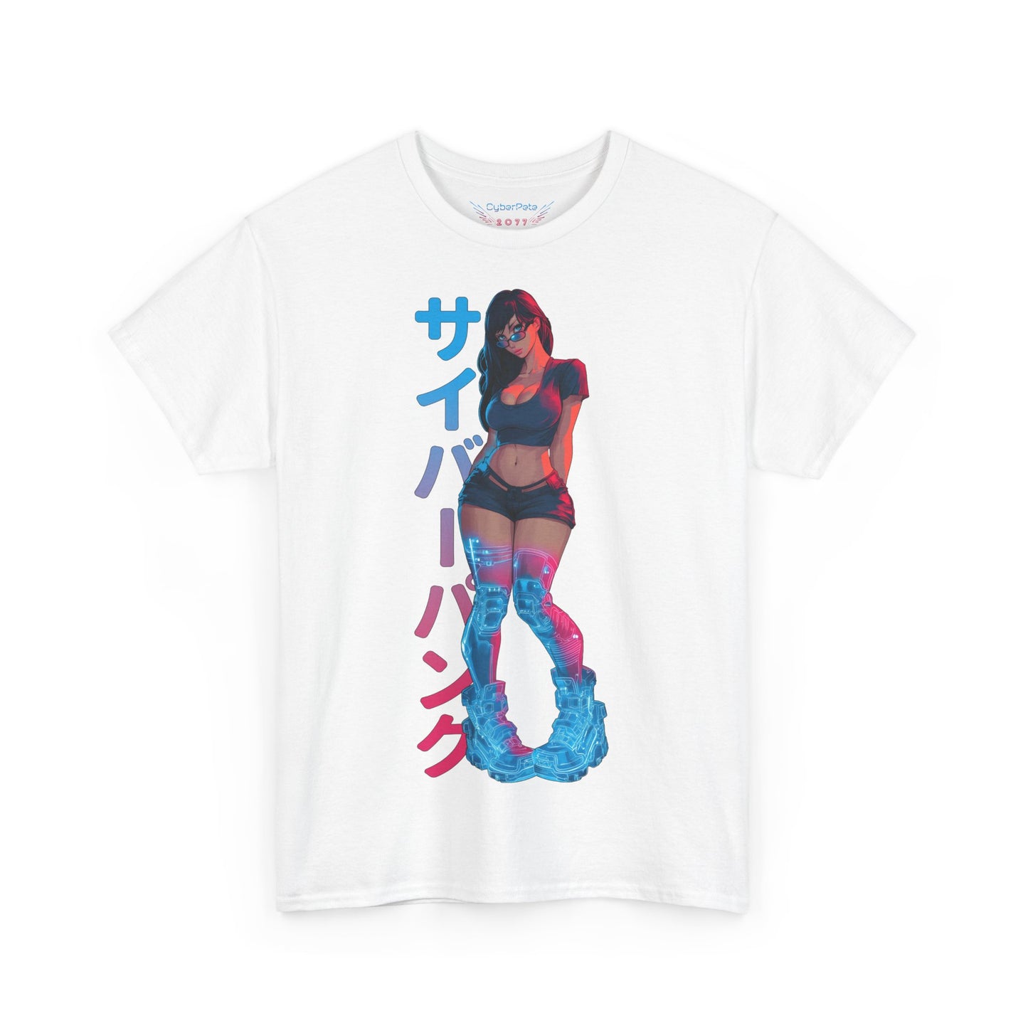 Cyberpunk Anime Girl T-Shirt – Kanji & Neon | T-Shirt für Gamer & Anime-Fans