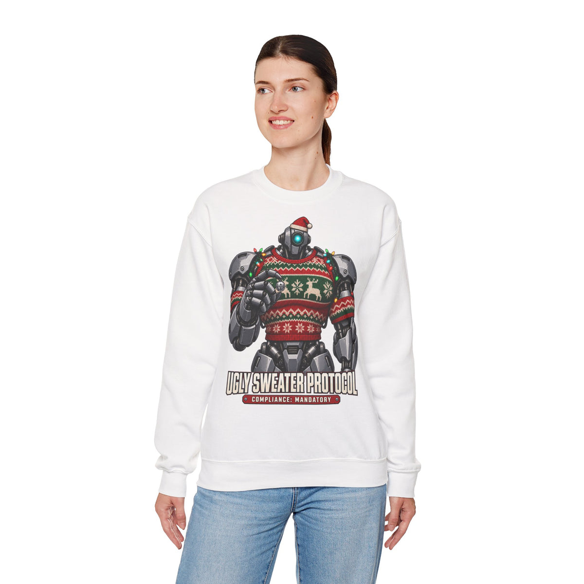 Roboter-Weihnachtspullover Ugly Sweater Protocol | Für Technikfans