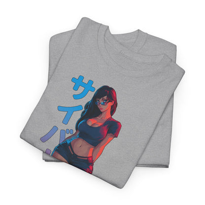 Cyberpunk Anime Girl T-Shirt – Kanji & Neon-Stil | T-Shirt Gamer & Anime-Fans