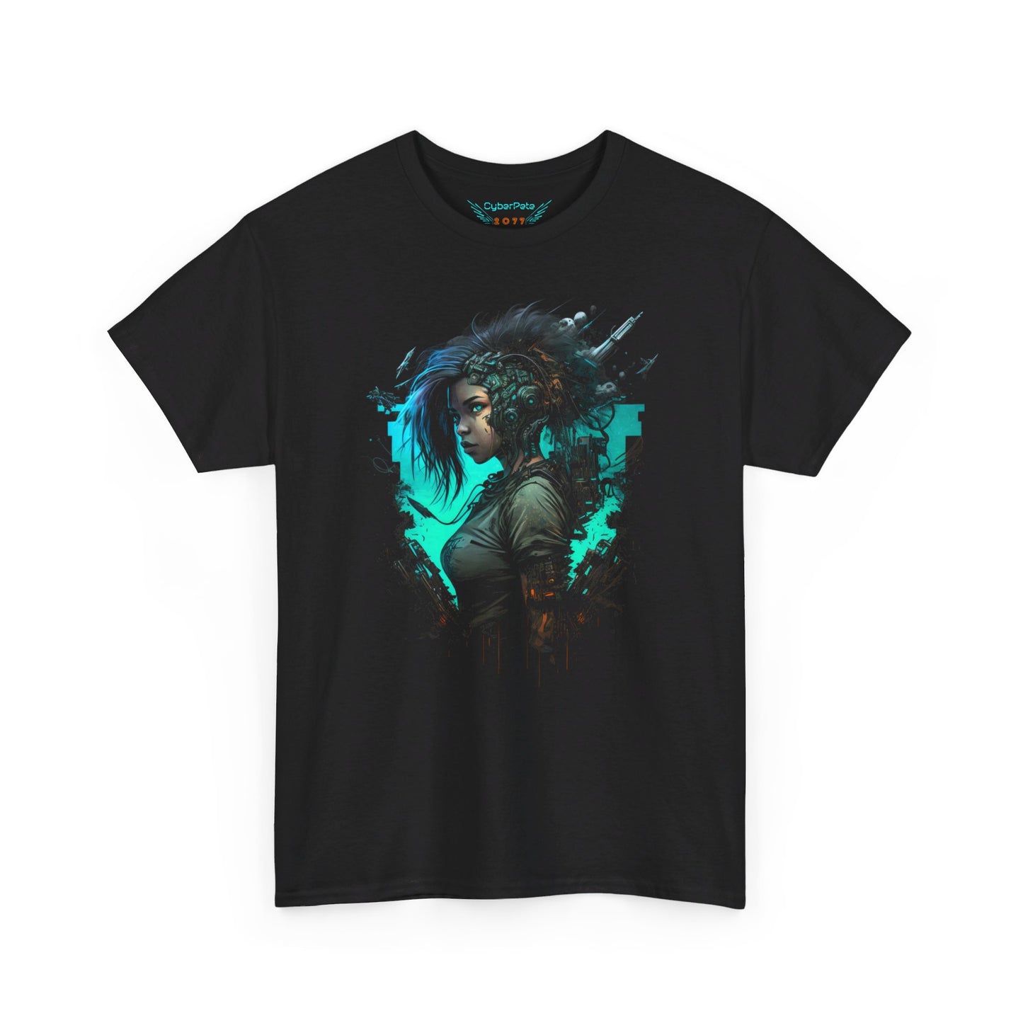 Cyberpunk T-Shirt | Cyberpunk Netrunner Girl Blue