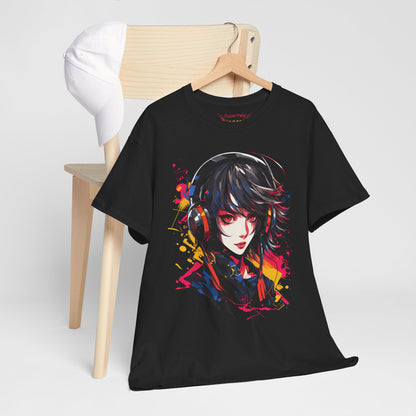 Anime Girl mit Kopfhörern T-Shirt | T-Shirt für Cyberpunk und Anime Fans