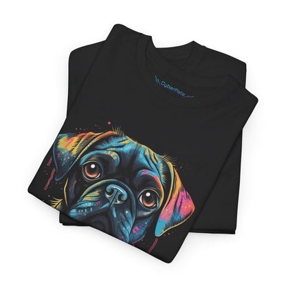 Retrowave Mops T-Shirt | T-Shirt für Retrowave und Hunde Fans