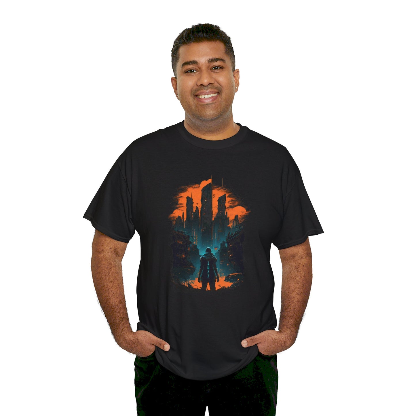 2077 Skyline T-Shirt | T-Shirt für Gamer und Cyberpunk Fans