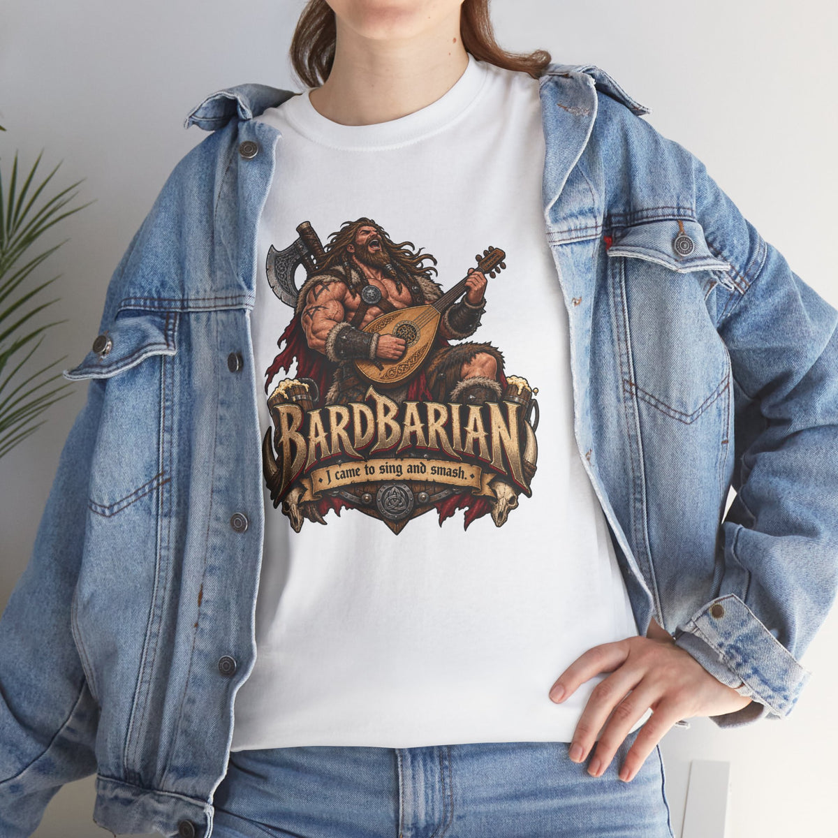 Bardbarian T-Shirt | Barbar mit Laute für Rollenspieler
