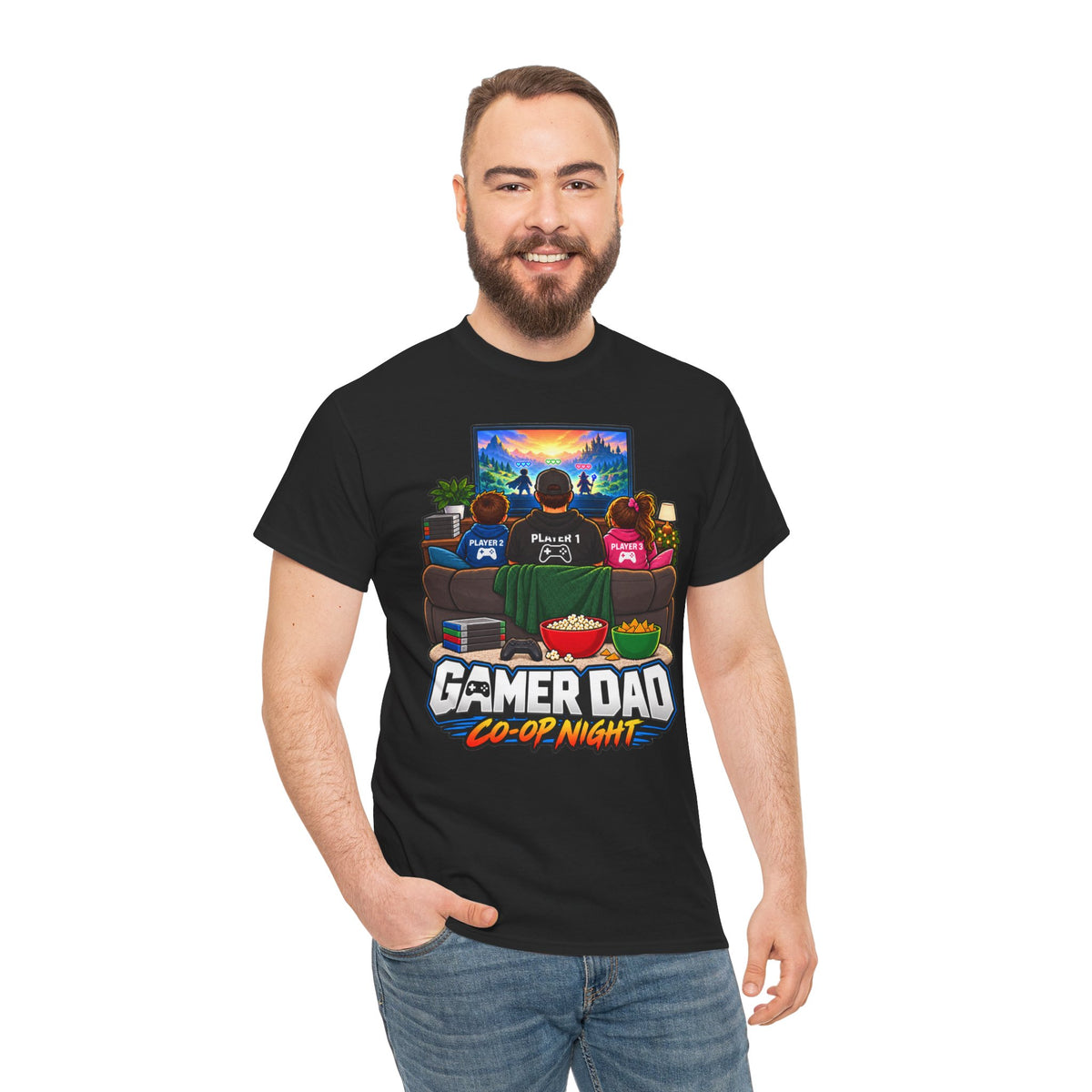 Gamer Dad Co-op Night T-Shirt | Geschenk für Papa von den Kindern