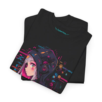 Cyberpunk Anime T-Shirt | Anime Girl mit Hoodie