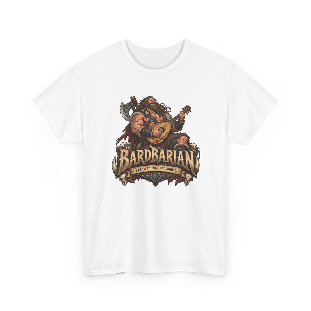 Bardbarian T-Shirt | Barbar mit Laute für Rollenspieler