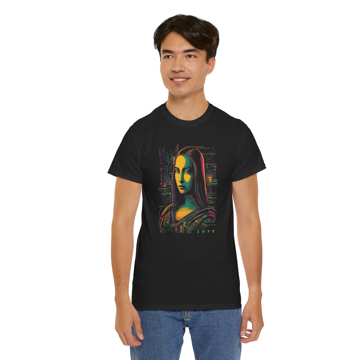 Cyberpunk Mona Lisa T-Shirt | T-Shirt für Kunstliebhaber und Cyberpunk Fans