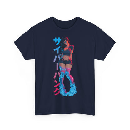 Cyberpunk Anime Girl T-Shirt – Kanji & Neon-Stil | T-Shirt Gamer & Anime-Fans