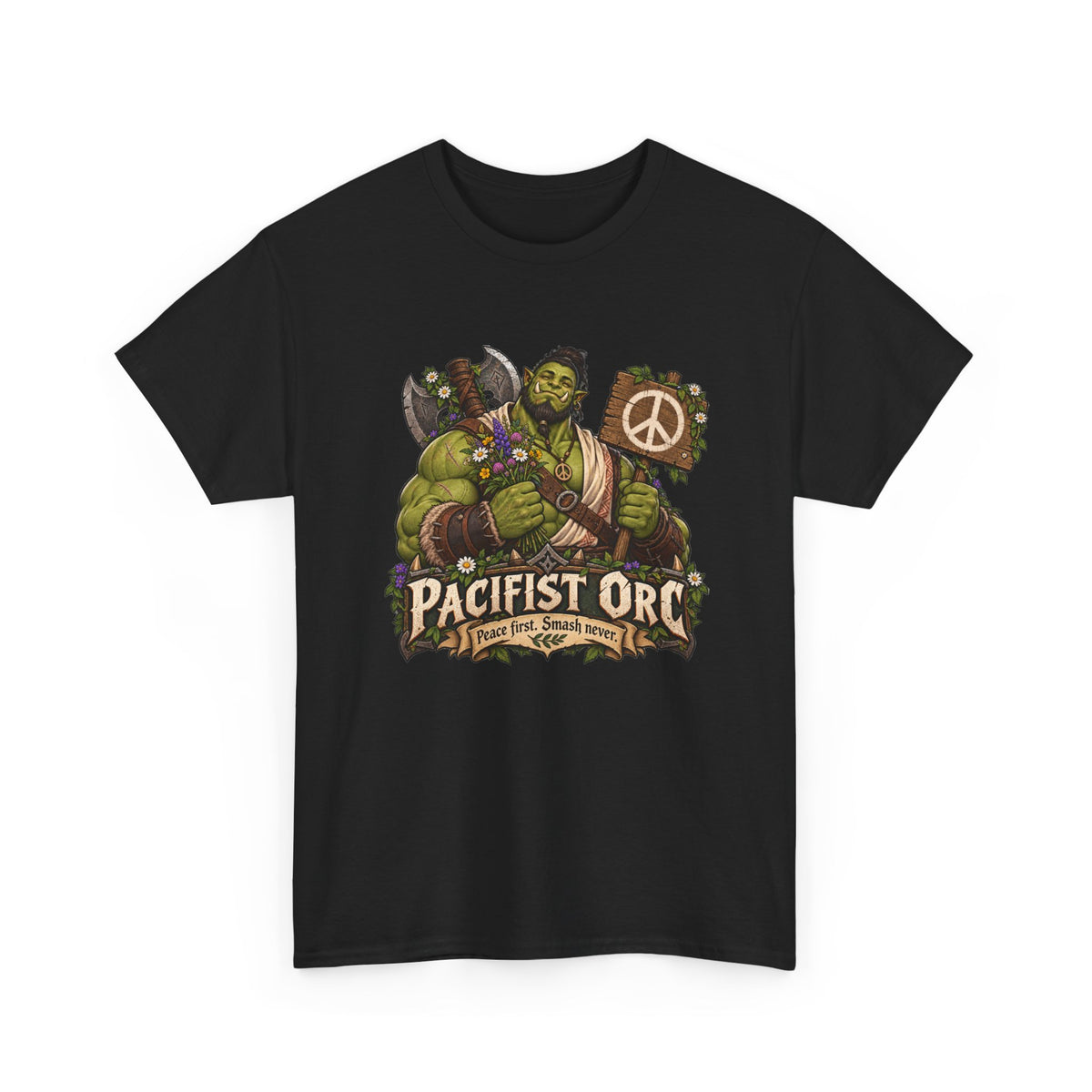 Pacifist Orc T-Shirt | Lustiges Fantasy Shirt mit friedlichem Ork