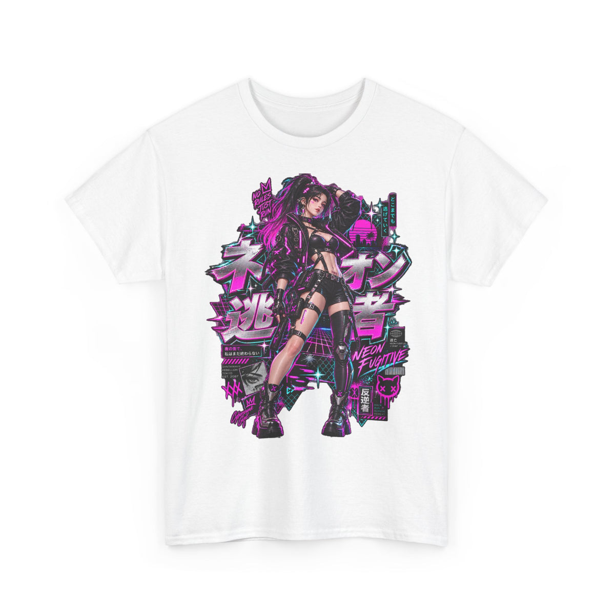 Neon Fugitive T-Shirt | Synthwave-Geschenk für Retrowave-Fans