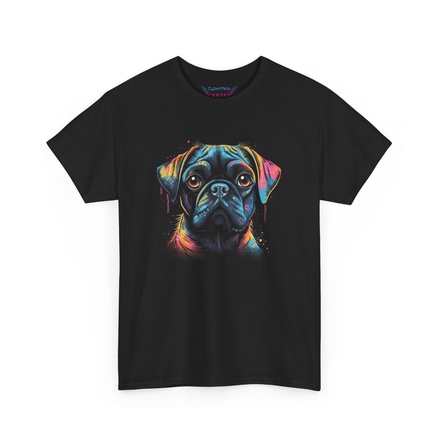 Retrowave Mops T-Shirt | T-Shirt für Retrowave und Hunde Fans