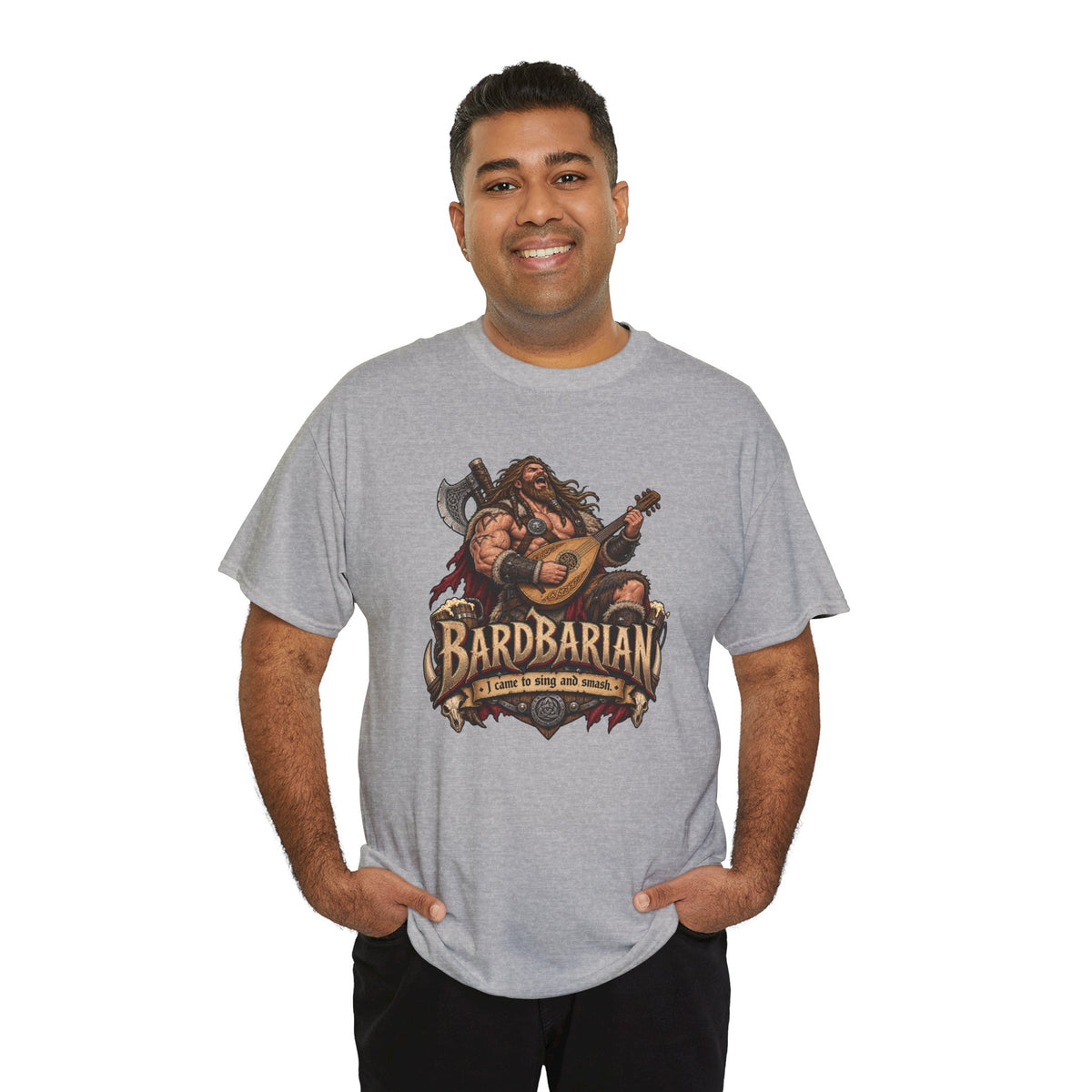 Bardbarian T-Shirt | Barbar mit Laute für Rollenspieler