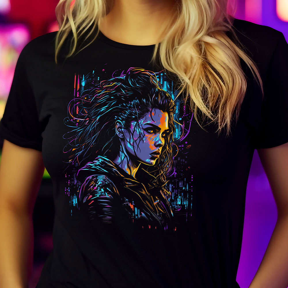 Neon Girl T-Shirt | Cyberpunk T-Shirt für Frauen