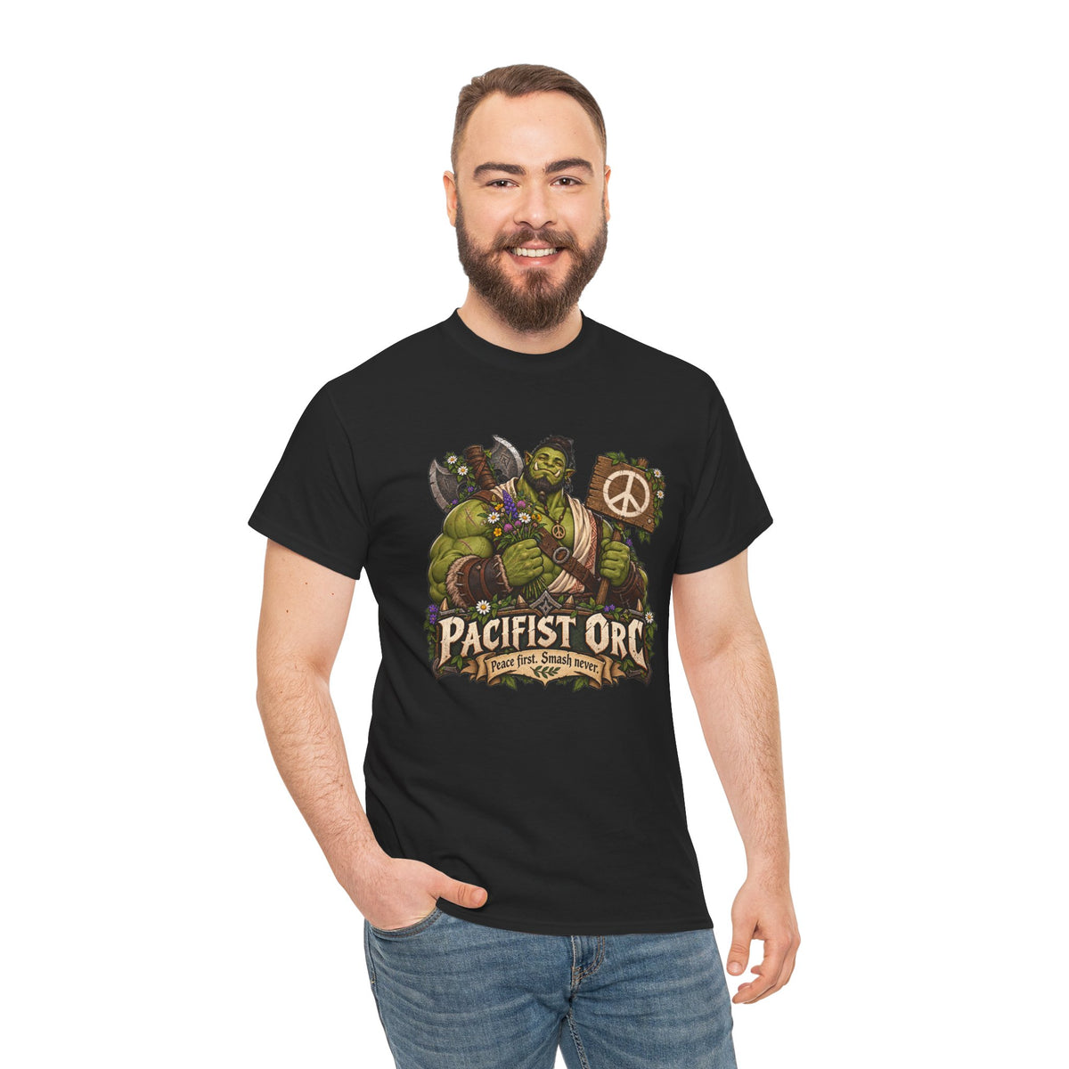 Pacifist Orc T-Shirt | Lustiges Fantasy Shirt mit friedlichem Ork