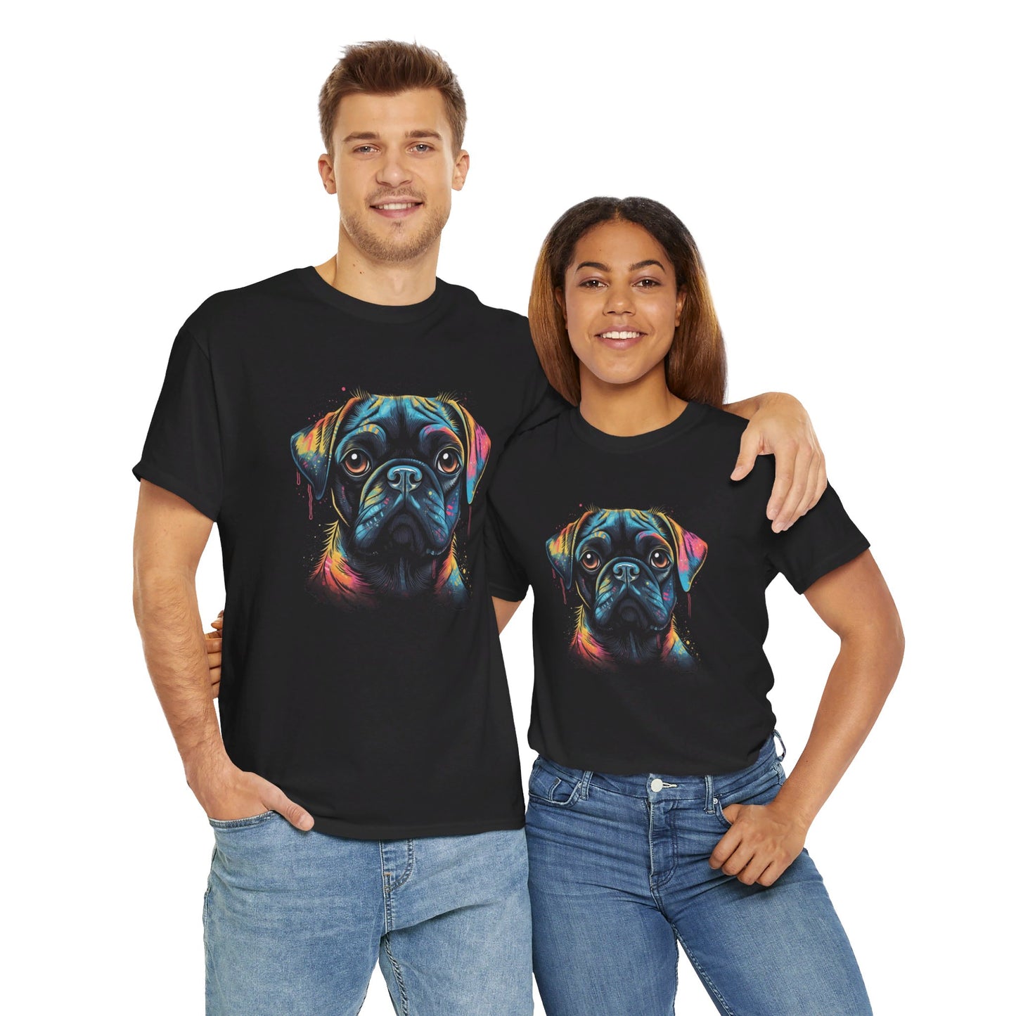 Retrowave Mops T-Shirt | T-Shirt für Retrowave und Hunde Fans