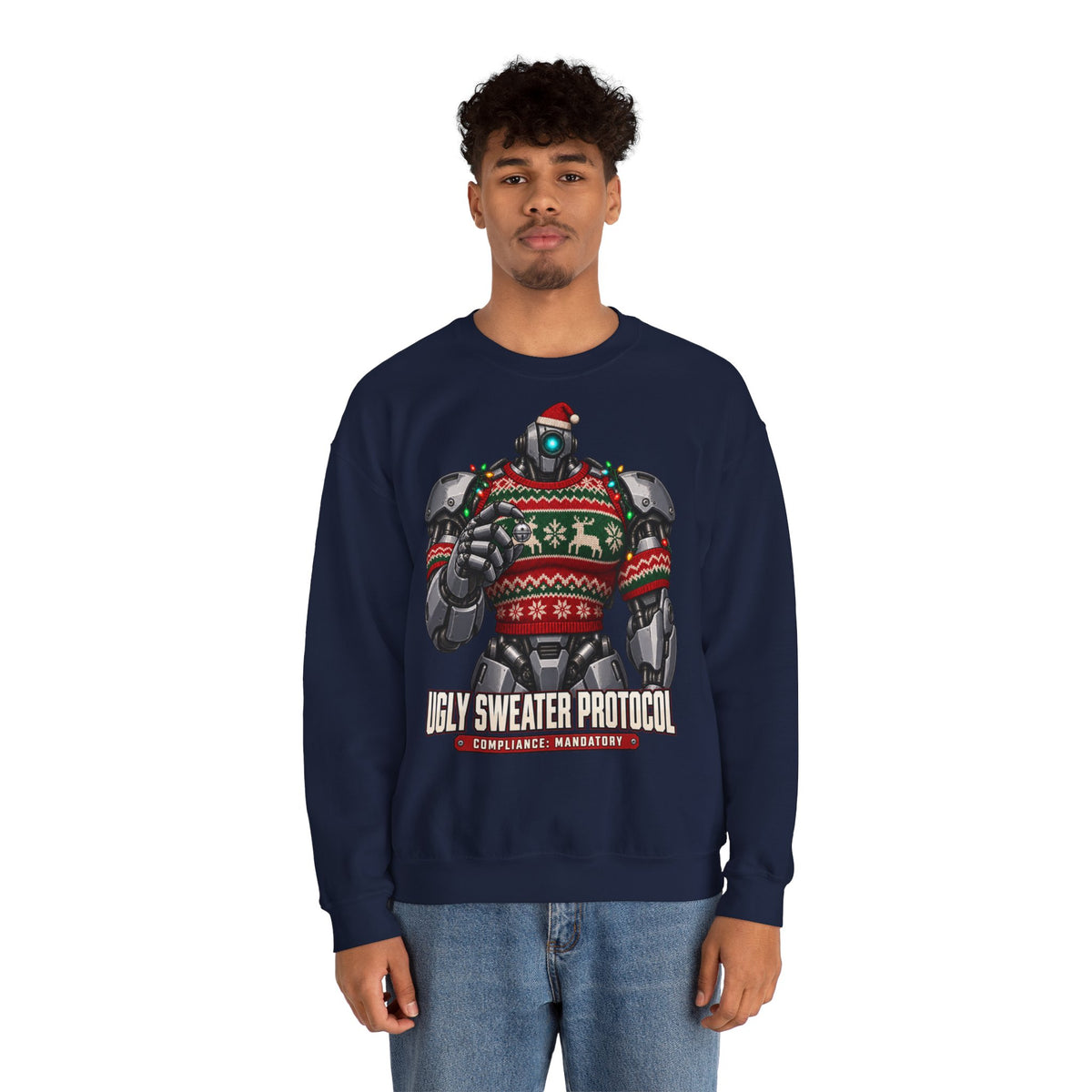 Roboter-Weihnachtspullover Ugly Sweater Protocol | Für Technikfans