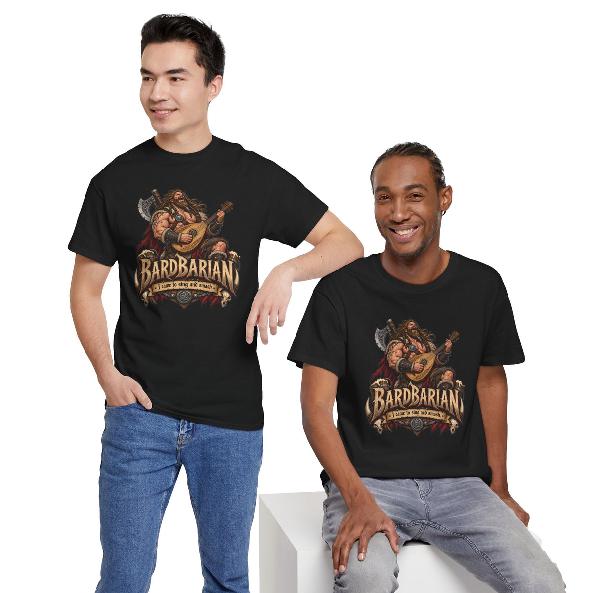 Bardbarian T-Shirt | Barbar mit Laute für Rollenspieler