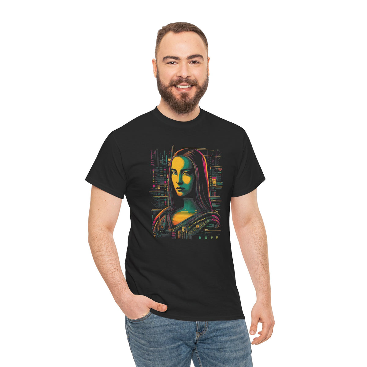Cyberpunk Mona Lisa T-Shirt | T-Shirt für Kunstliebhaber und Cyberpunk Fans