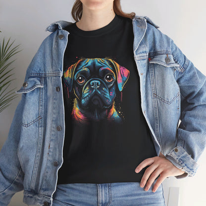 Retrowave Mops T-Shirt | T-Shirt für Retrowave und Hunde Fans