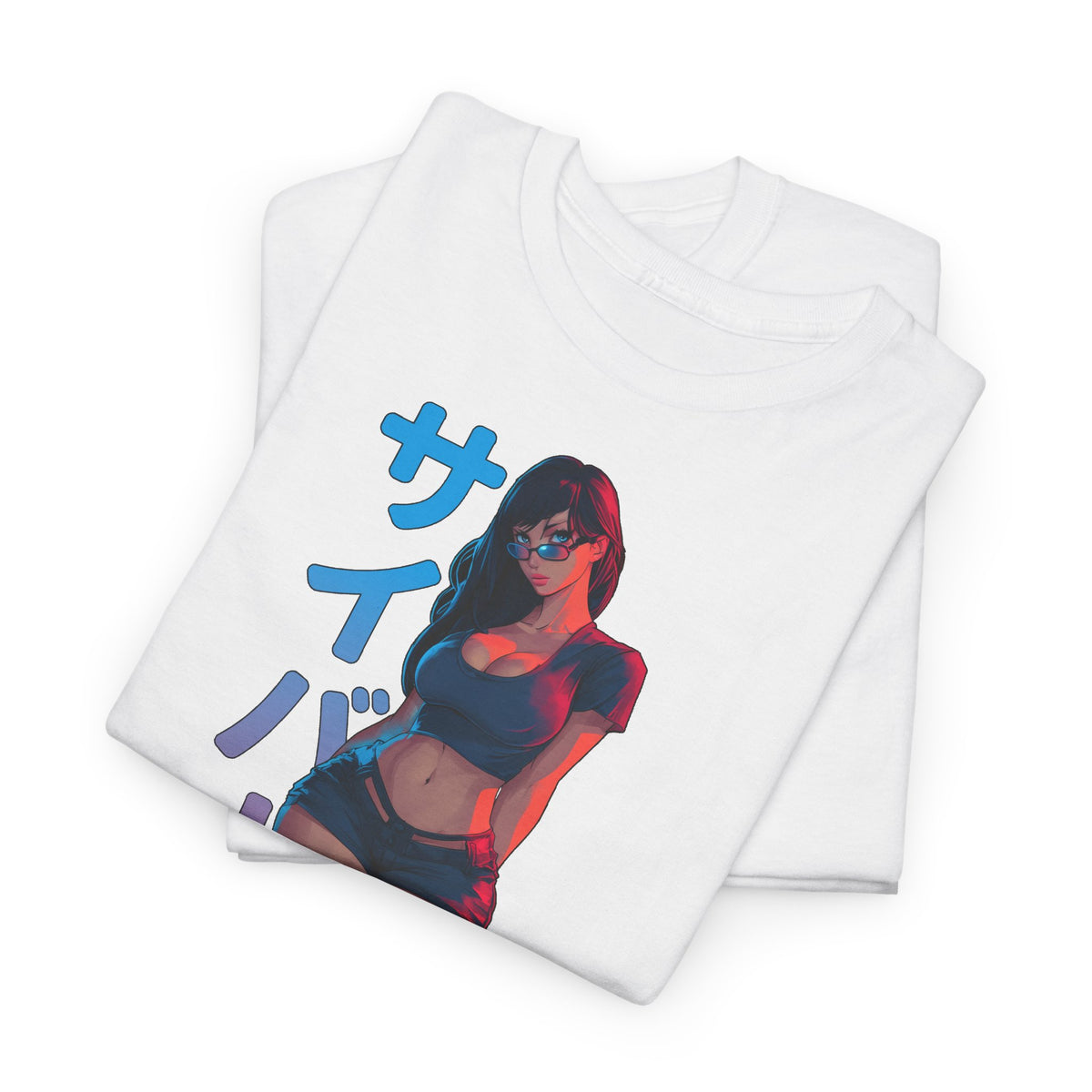 Cyberpunk Anime Girl T-Shirt – Kanji & Neon-Stil | T-Shirt Gamer & Anime-Fans
