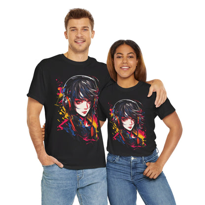 Anime Girl mit Kopfhörern T-Shirt | T-Shirt für Cyberpunk und Anime Fans