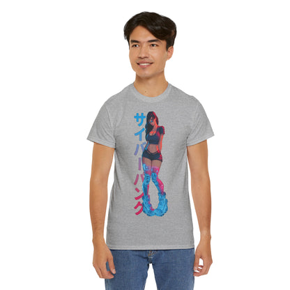 Cyberpunk Anime Girl T-Shirt – Kanji & Neon | T-Shirt für Gamer & Anime-Fans