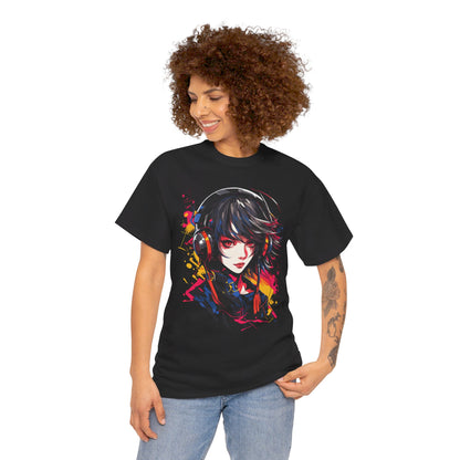 Anime Girl mit Kopfhörern T-Shirt | T-Shirt für Cyberpunk und Anime Fans