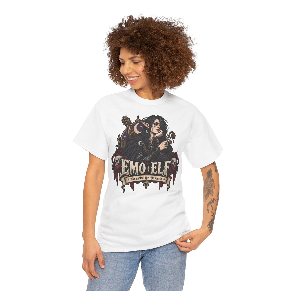 Emo Elf T-Shirt | Gothic-Geschenk für Emo- und Fantasy-Fans