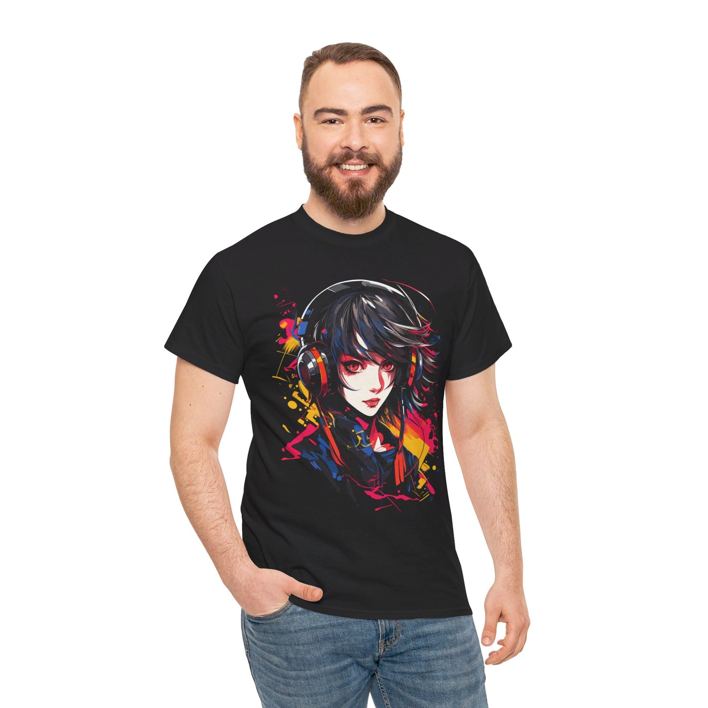 Anime Girl mit Kopfhörern T-Shirt | T-Shirt für Cyberpunk und Anime Fans